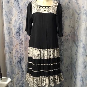 Sante Classics square neckline crinkle soft cotton dress fits about medium